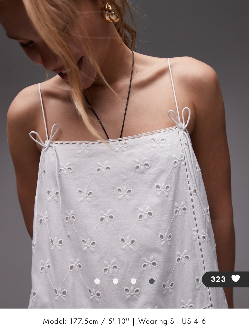 Topshop eyelet trapeze midi dress in white - Picture 3 of 7